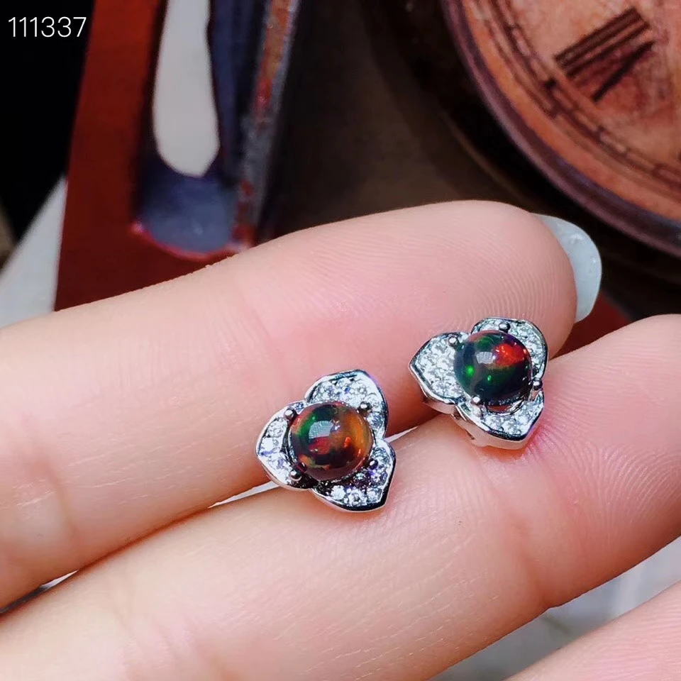 KJJEAXCMY Boutique Jewelryar Supporting Detection of 925 Pure Silver Mosaic Natural Black Opa Female Ear Nails | Украшения и