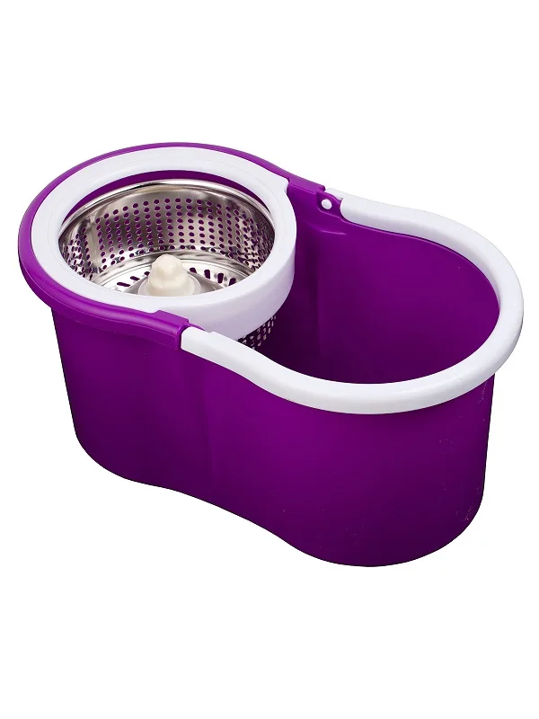 Сливовый SOKOLTEC Suspension Mop Whee Bucket Hand Free Wringing Stainless Steel Mop Self Wet Spin Cleaning System Dry Cleaning Microfiber - Цвет: Сливовый
