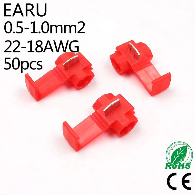 50 шт. красные соединители для кабелей 0 5 1 мм2 22 18 AWG|terminal connector|wire terminals crimp connectorterminal