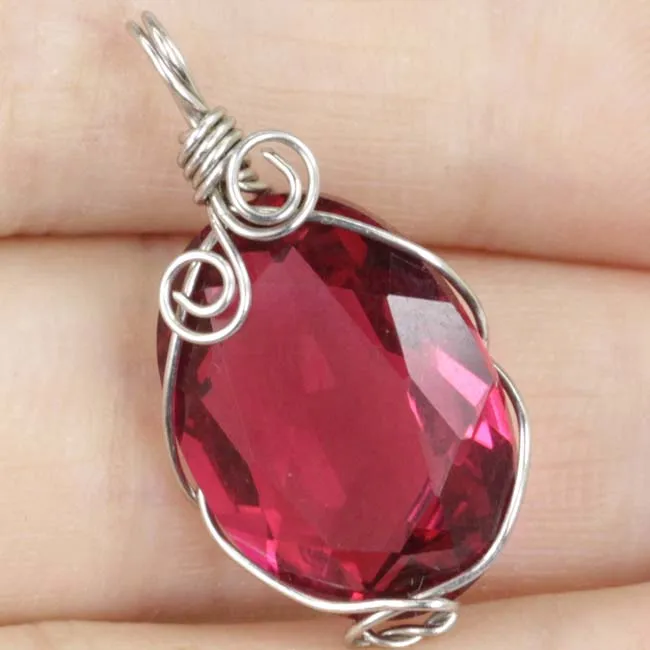Ручная розовая Raspberry Rhodolite гранат Wire Wrap женский серебряный кулон SheCrown