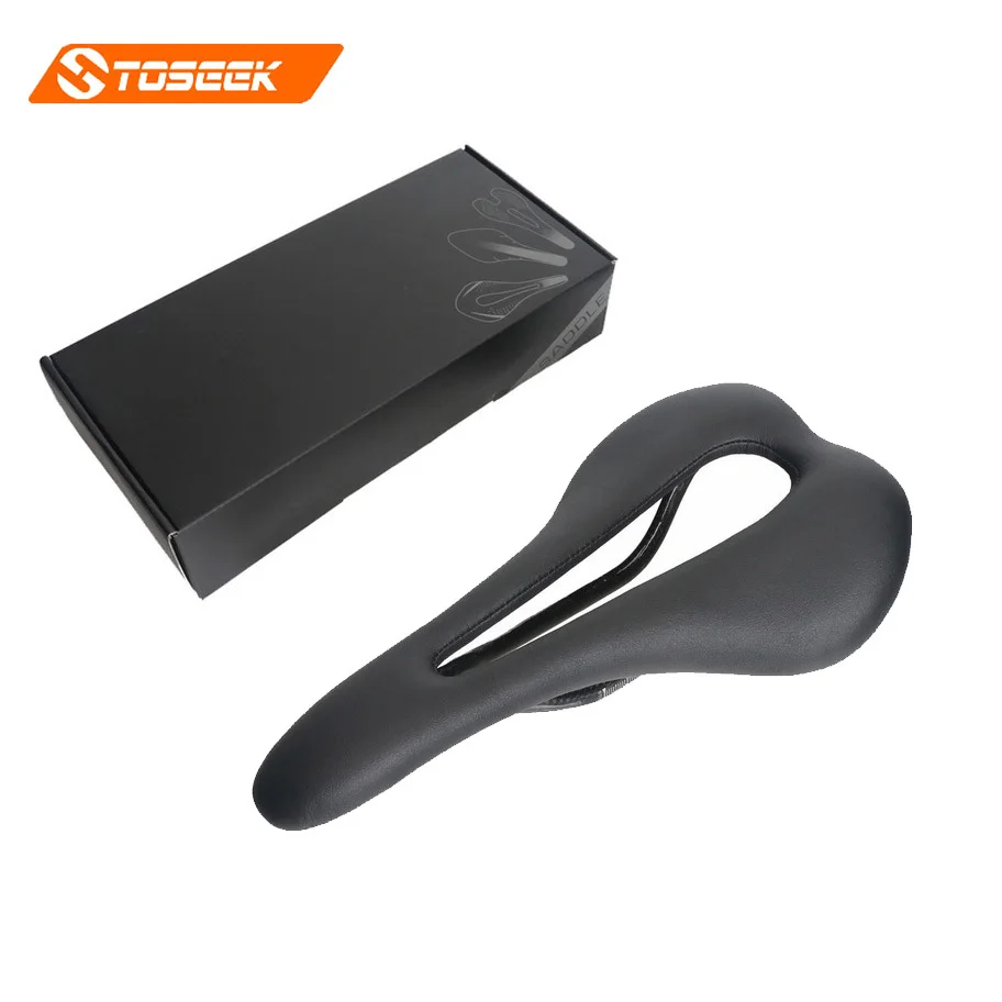 Toseek EVO Седло MTB Mountain Road Велосипед Черный Углеродного Волокна Седла Кожа PU Лук Hollow
