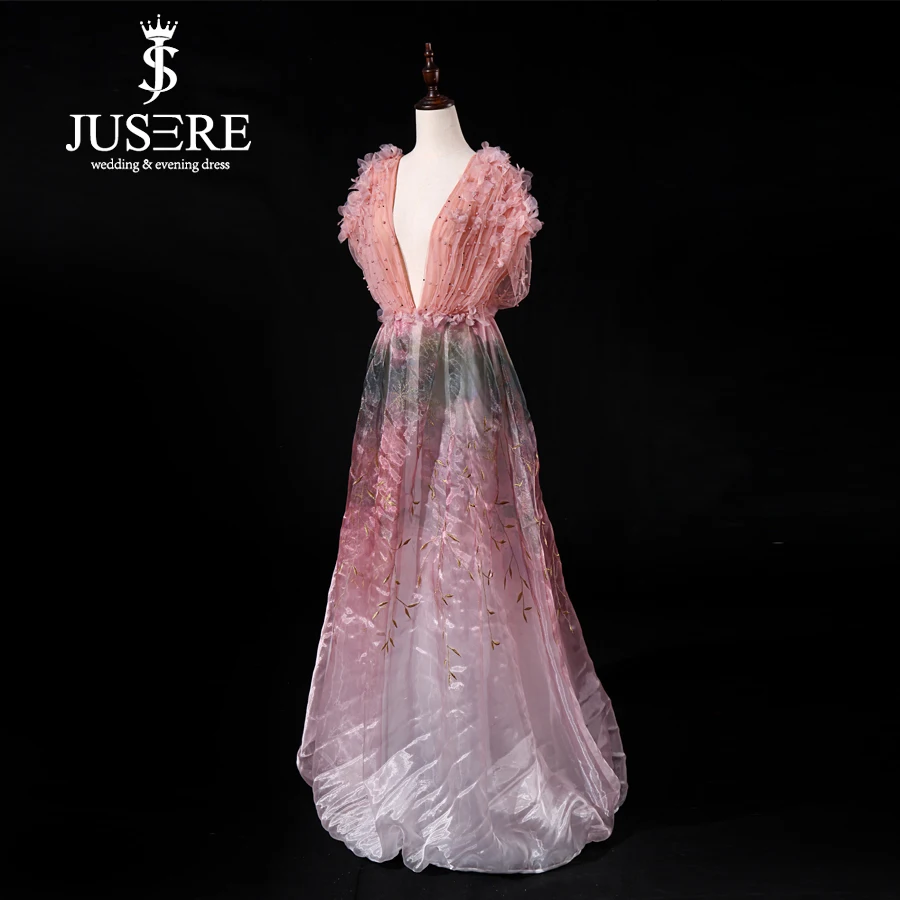 JUSERE Elegant Long Evening Dress With Shawl Lace Appliques Beaded See Through Mermaid Formal Party Dresses 2018 Robe De Soiree