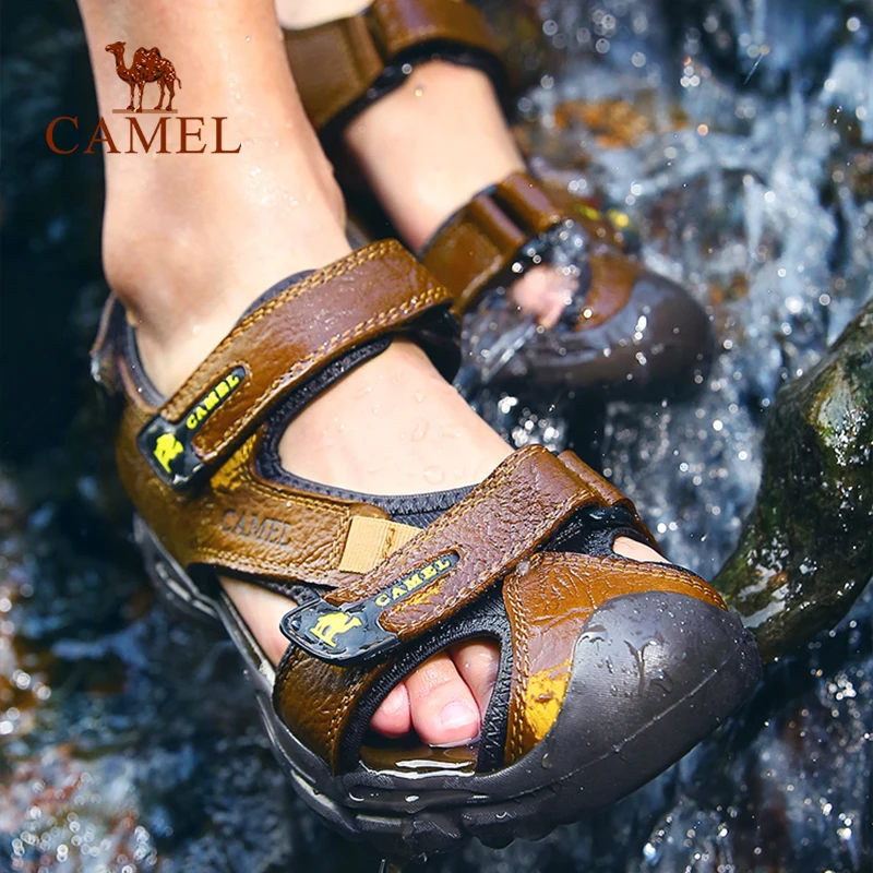 CAMEL мужские сандалии из натуральной кожи повседневные легкие антиколлизионные