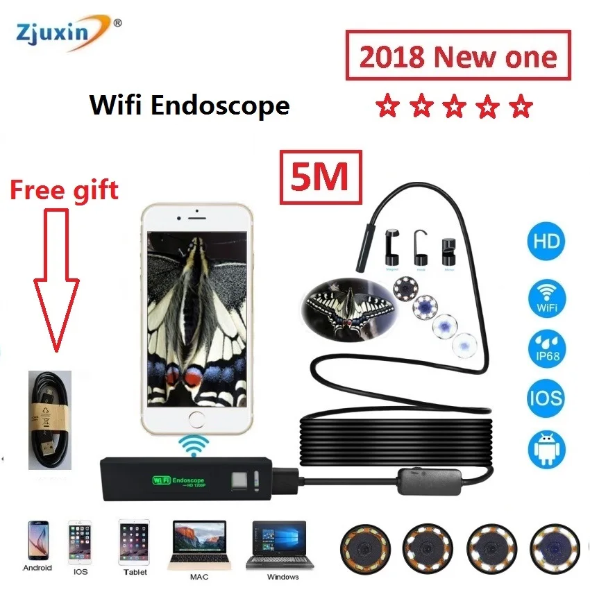 2018 WI FI эндоскопа 5 м Новый Камера 8 мм объектив HD USB iphone андроид эндоскоп Планшеты