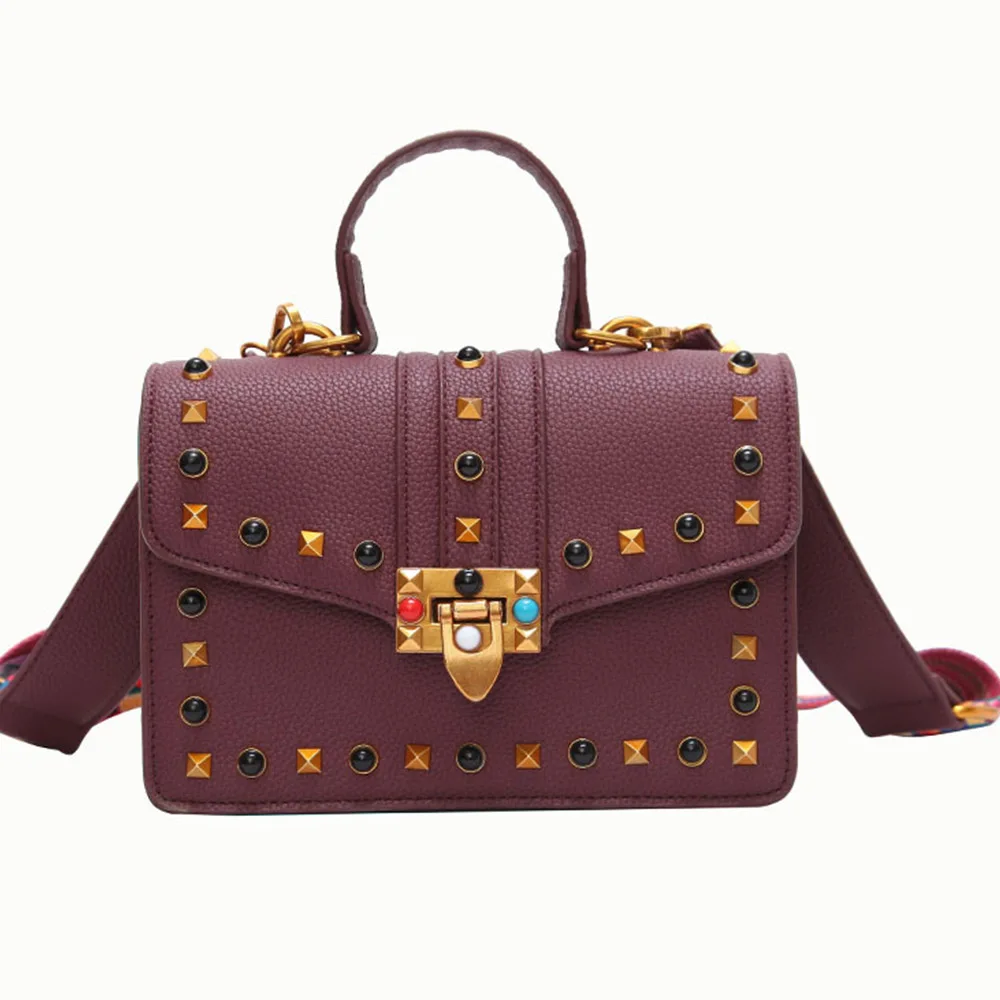 Rivets Women Shoulder Bag Wide flower band Female Causal Totes for Daily Shopping All-Purpose High Quality Dames Handbag | Багаж и сумки