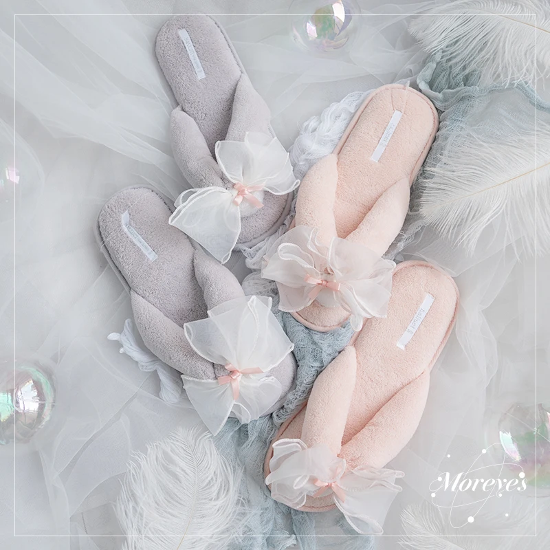 4 пары в партии Креативные бархатные шлепанцы Цвет розовый серый Вечерние