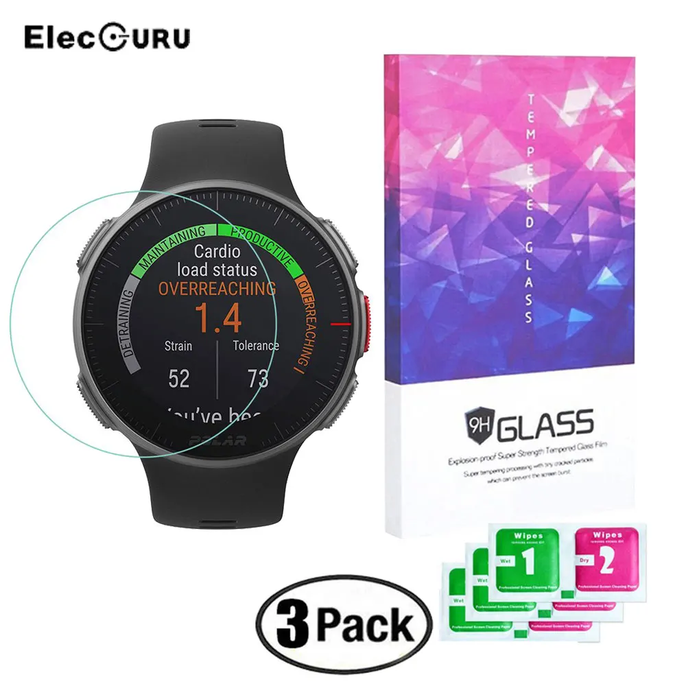 3 шт. защита экрана из закаленного стекла для Polar Vantage V Watch 2.5D 9H прозрачная Взрывозащищенная защитная пленка против отпечатков пальцев