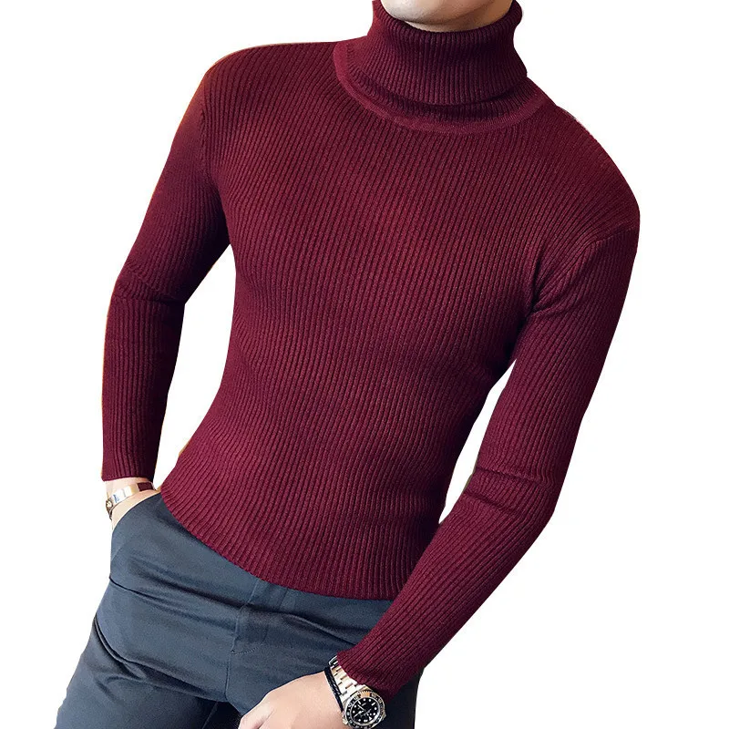 Мужские осенне-зимние свитера 2018 5 цветов, пуловер, мужской свитер с высоким воротником, джемпер, вязаные черные свитера с высоким воротнико... от AliExpress WW