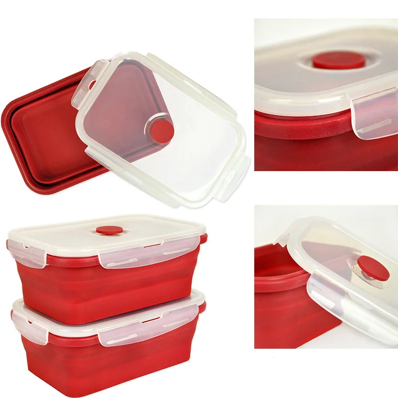 

4Pcs/Set Silicone Collapsible Portable Lunch Box Camping Travel Food Storage Containers Eco-Friendly Silicone Lunch Bento Box