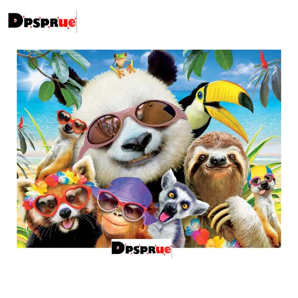 

Полноформатная/круглая алмазная живопись Dpsprue, вышивка крестиком, алмазная 3D вышивка, 5D мозаика, животное панда, рождественский подарок