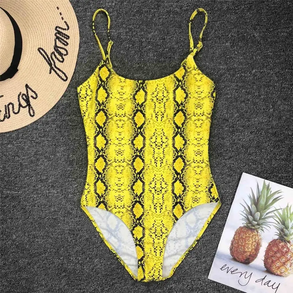 Yellow Print Сексуальный цельный купальник с леопардовым принтом, женская одежда для плавания, женский купальный костюм, купальный костюм, одежда для плавания, монокини, боди для женщин V870 - Цвет: Yellow Print