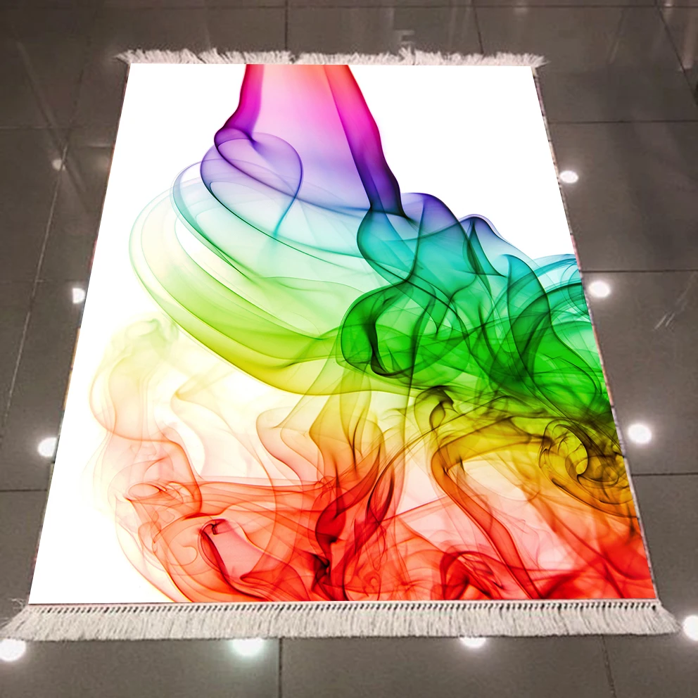 

Else Red Yellow Green Blue Purple Smokes Abstract 3d Pattern Print Anti Slip Back Washable Decorative Kilim Area Rug Carpet