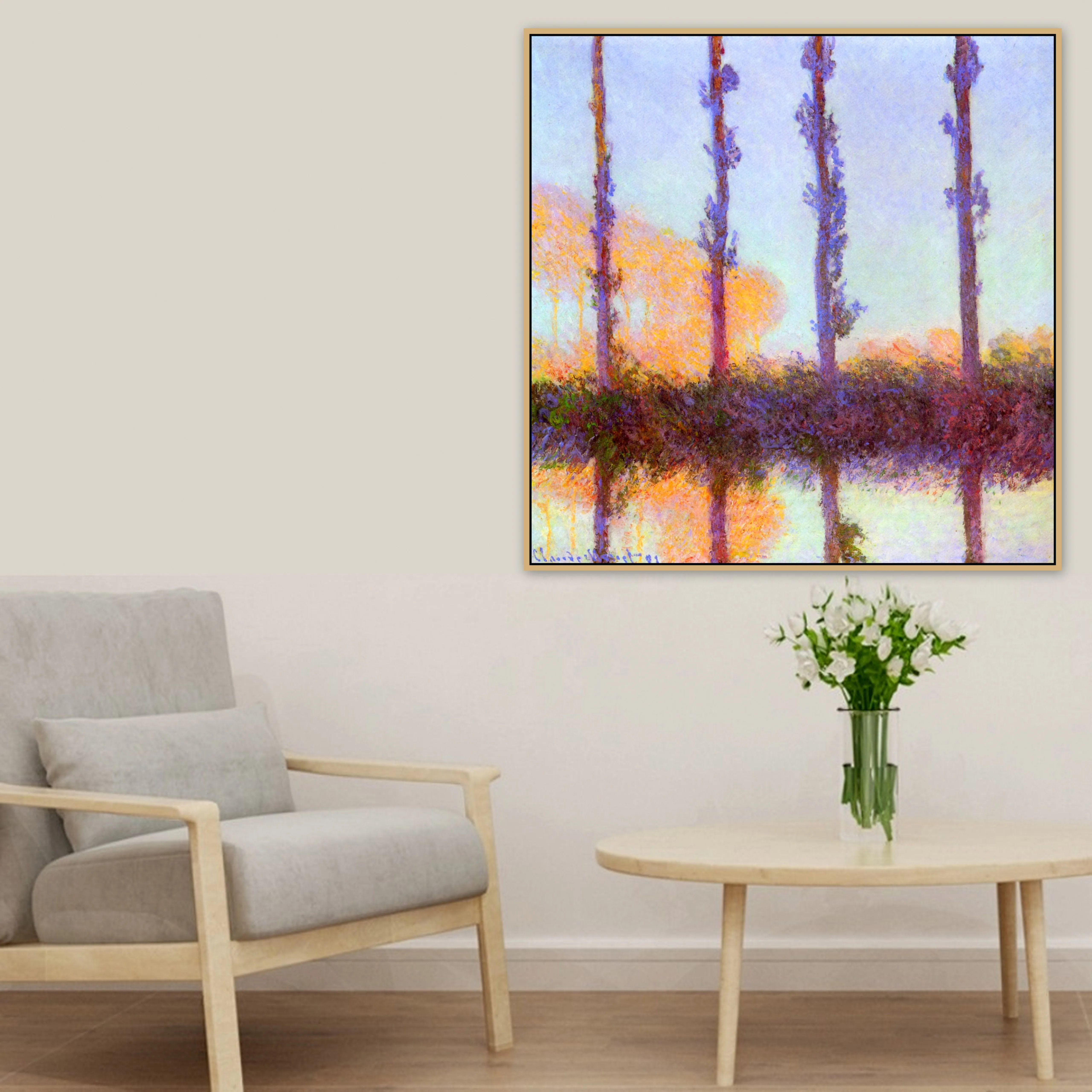 Monet Poplars Claude известный старый импрессионист оригинальный холст картина с принтом