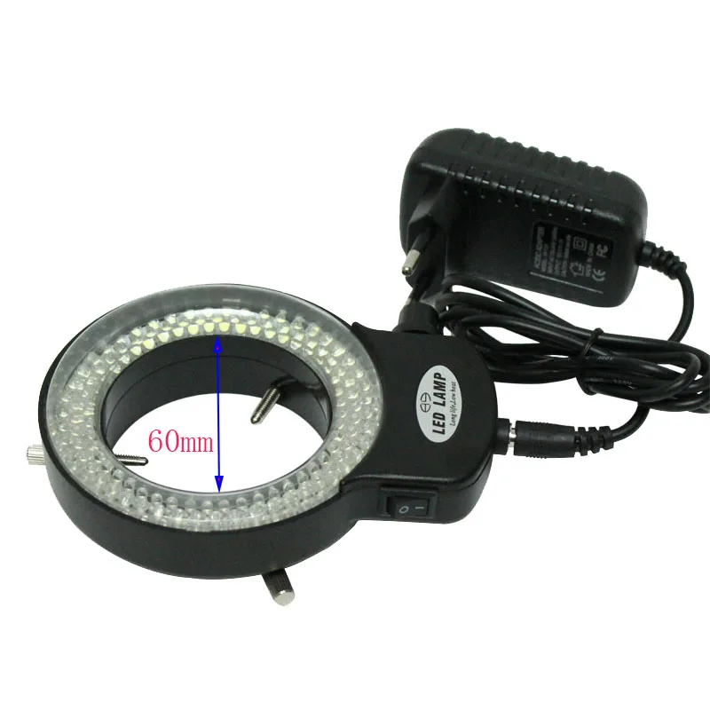 Adjustable 6500K 144 LED Ring Light illuminator Lamp For Industry Stereo Microscope Lens Camera Magnifier 110V-240V Adapter | Инструменты