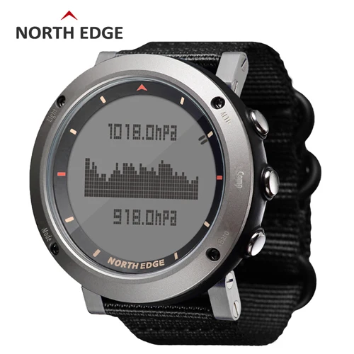 Black nylon strap(S) NORTH EDGE мужские спортивные электронные часы, военные армейские часы, часы для бега, плавания, спортивные часы, альтиметр, барометр, компас, водонепроницаемые - Цвет: Black nylon strap(S)