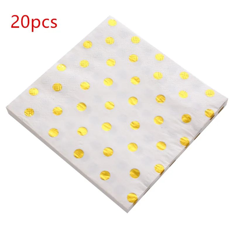Gold Dot 20pcs 1 упак./лот на день рождения горячее тиснение золотом Бумага Полотенца салфетка для мальчика и девочки, Пол раскрыть вечерние ткани украшение для салфеток салфетки 33*33 см - Цвет: Gold Dot 20pcs