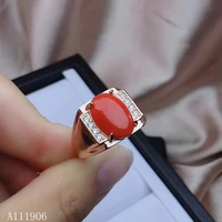 kjjeaxcmy boutique jewelry 925 sterling silver inlaid natural red coral gemstone female ring support detection new products