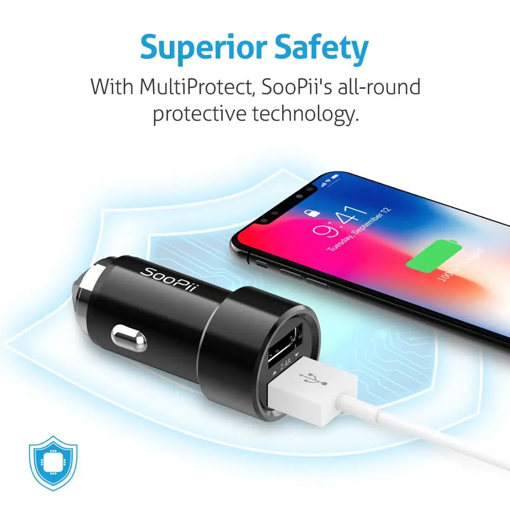 Автомобильное зарядное устройство SooPii с двумя usb портами 4 8 А Максимальная