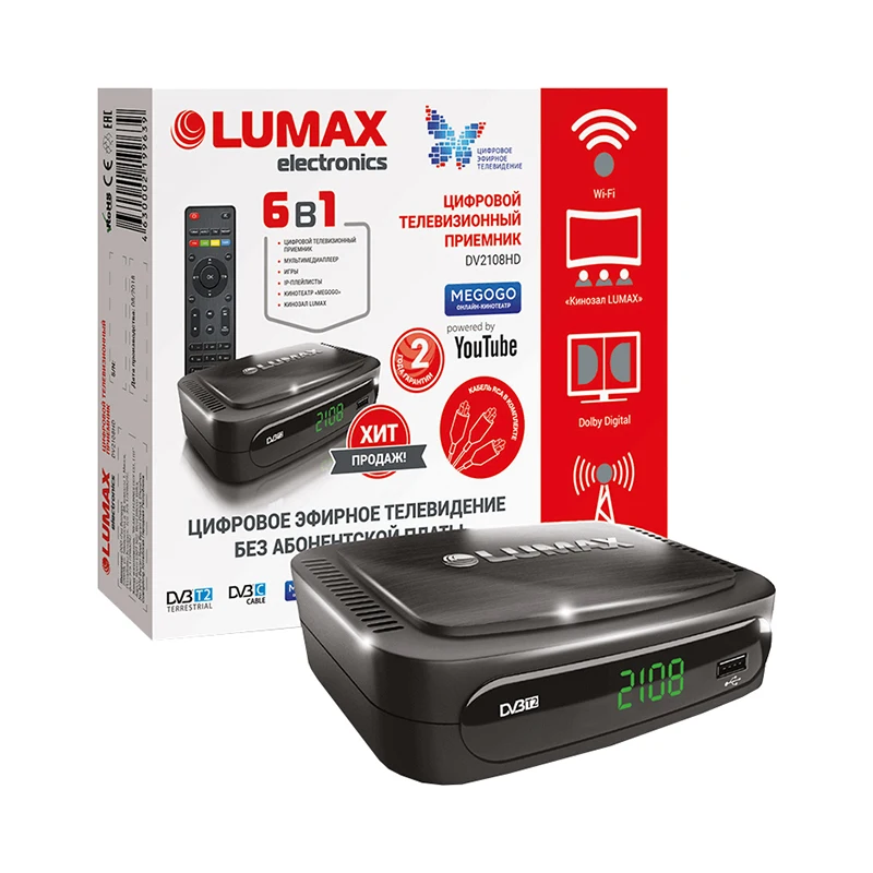 Цифровой телевизионный приемник LUMAX DV2108HD черный | Электроника