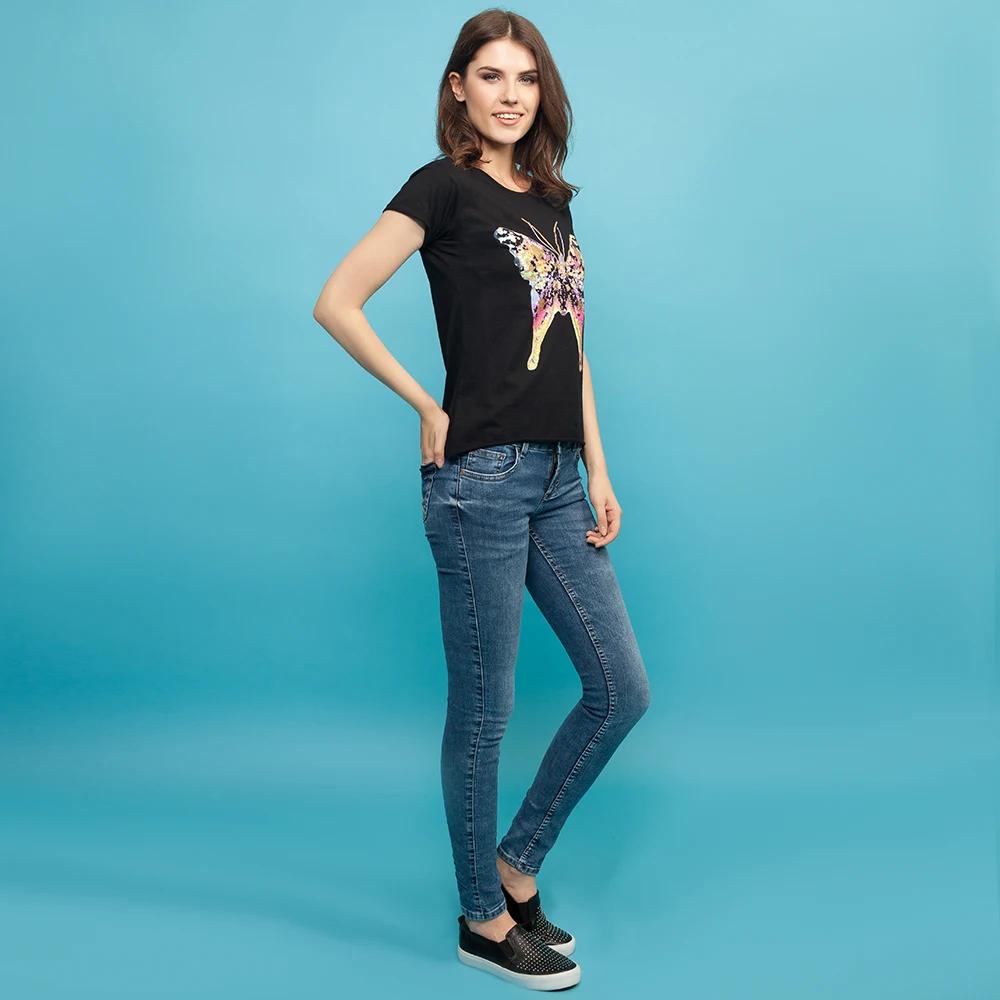 Футболка с блестящим принтом Gloria jeans женская GTS015780|t shirt|jeans t shirtt shirts for women |