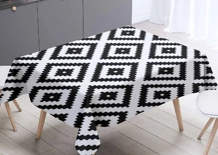 Черно белый дамасский османский винтажный тюльпан 3d скатерть моющаяся