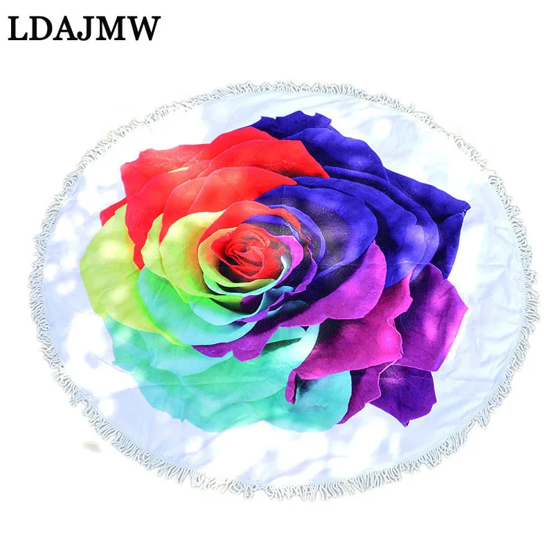 LDAJMW Latest Style Fashion Round Beach Towel With Tassel Microfiber Picnic Blanket Tapestry | Дом и сад