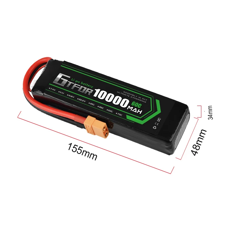 GTFDR lipo Battery 7 4 В 10000 мАч Lipo 2S 60C RC Deans XT60 упаковка для 1/8 1/10 автомобиля лодки вертолета