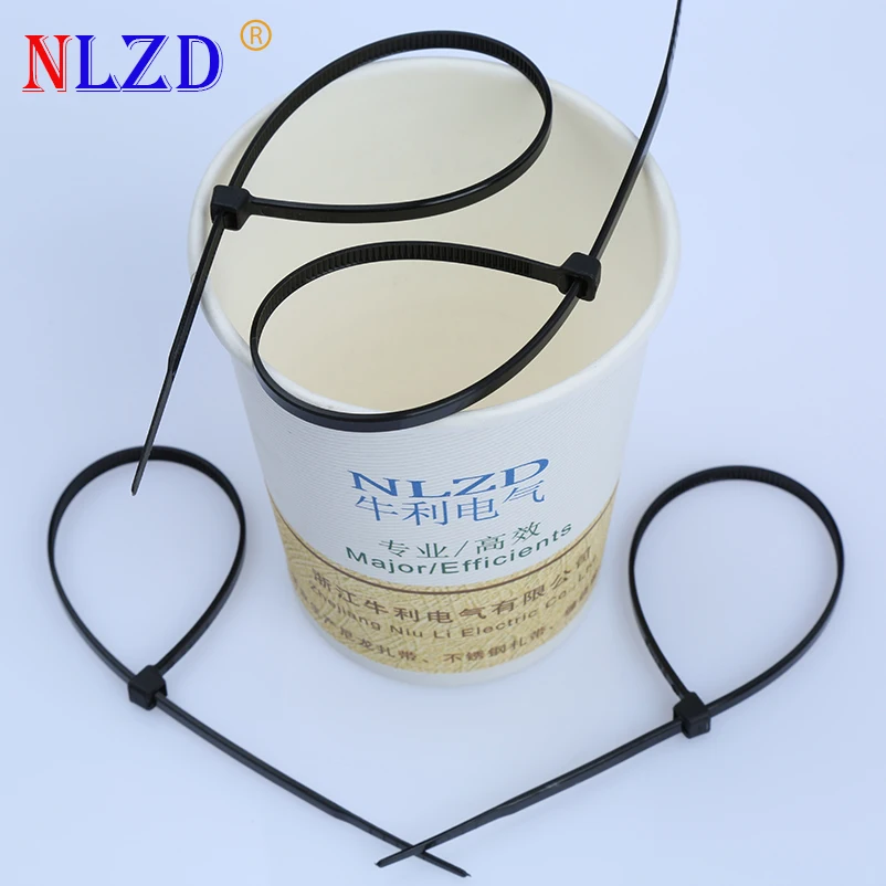 New raw Material Nylon66 250mm 10&quot black nylon Zip Ties 250Pcs Width 2.7mm Plastic Cable Tie Acid-proof Wire Straps |