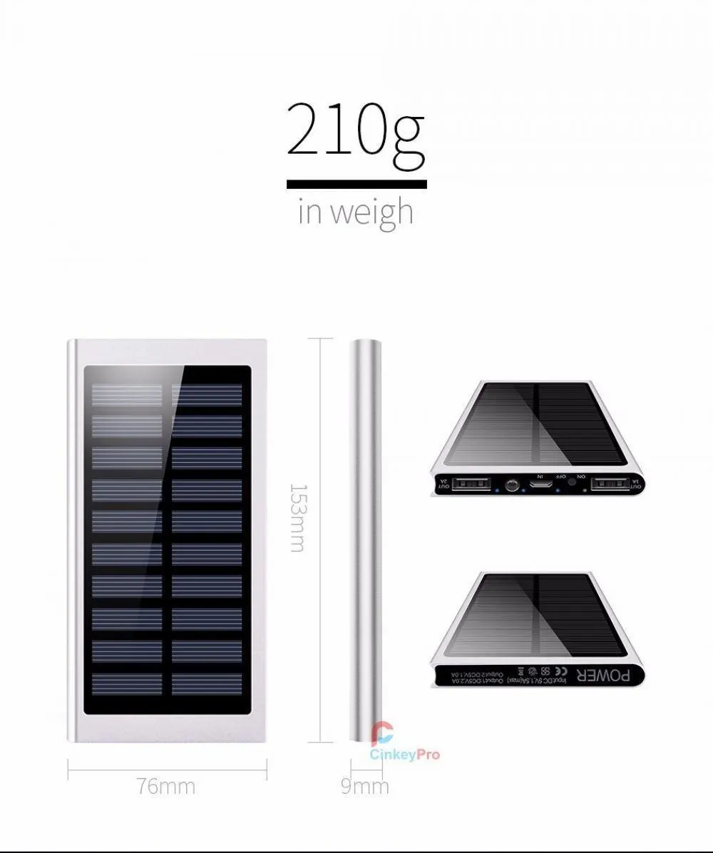 Новый 20000 мАч солнечный power bank водостойкое зарядное устройство Внешний