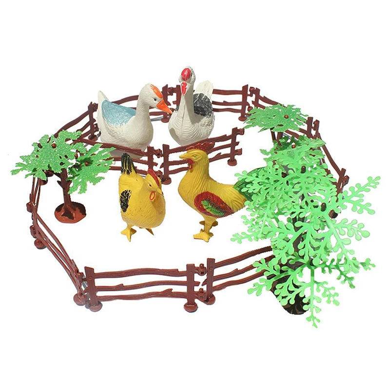 Дети Игрушки Сельскохозяйственных Животных Набор из 19 Шт. Курица Петух Утка Гусь
