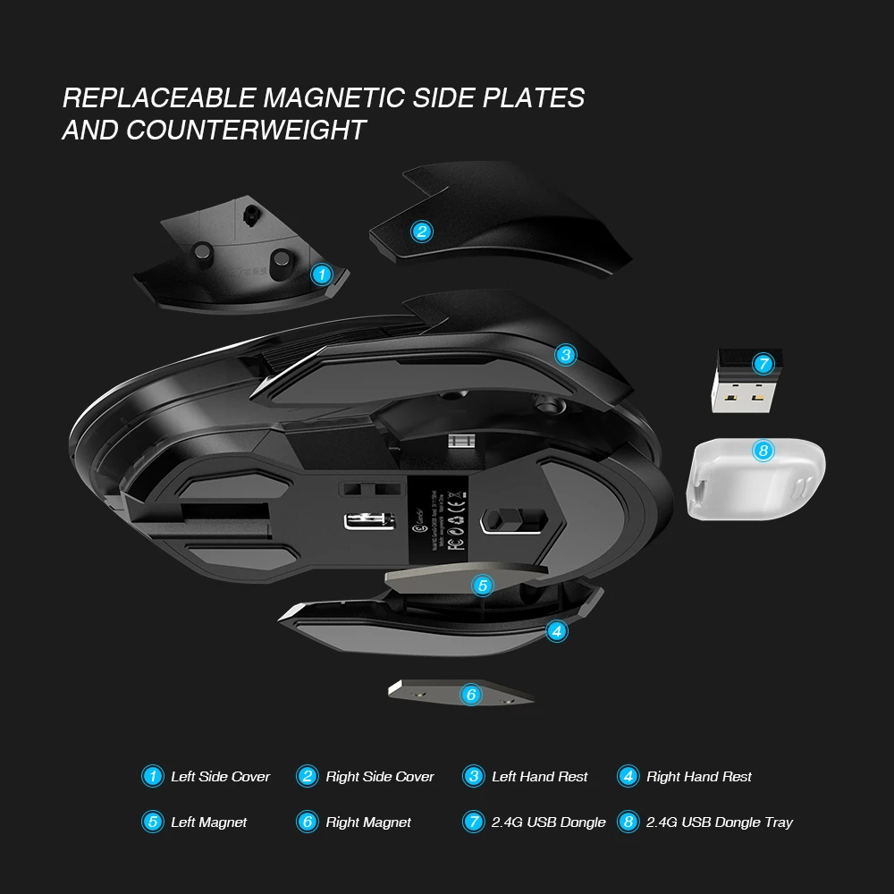GameSir GM300 Съемная Беспроводная игровая мышь 16000 dpi RGB цвет Высокая точность/скорость игровая мышь Бесшумная для ПК/macOS