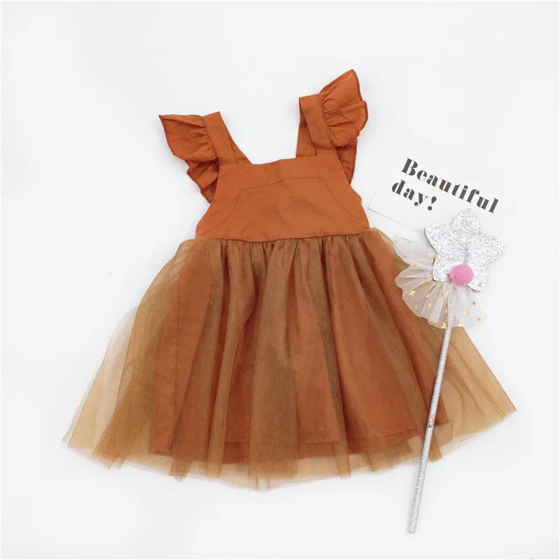 Браун Красивая Платье Для Лета Ребенка Рябить Балетной Пачки малыш Девушка
