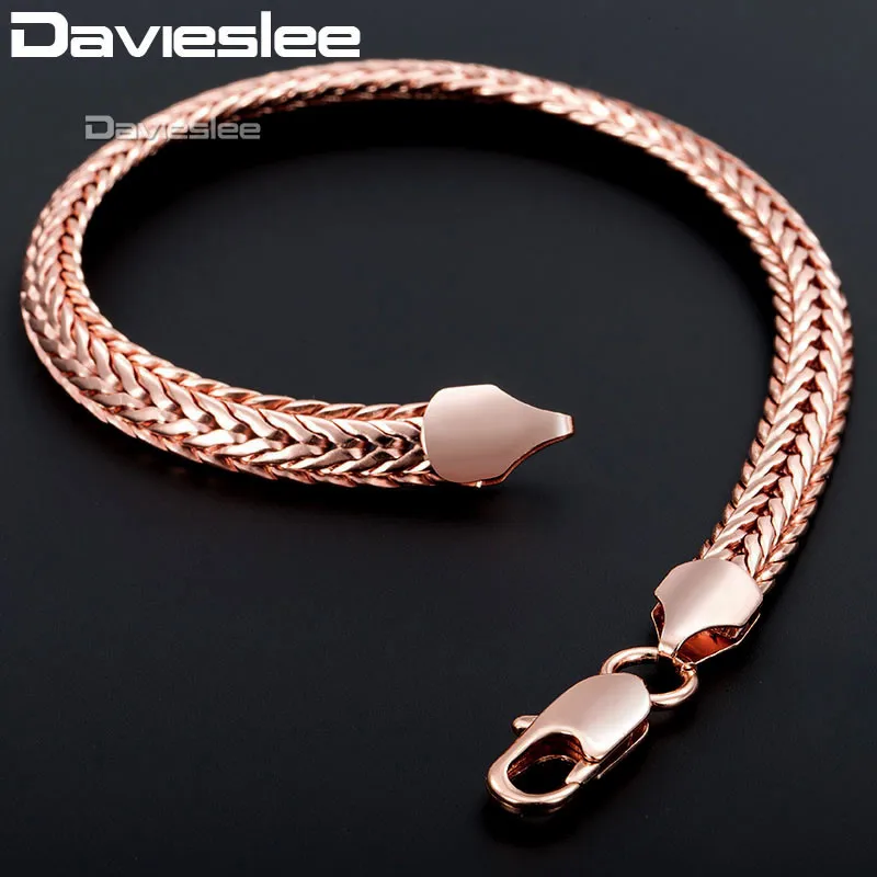 Женский плетеный браслет из розового золота 585 пробы 6 мм 18 см 20 23 GB254|women bracelet|bracelet