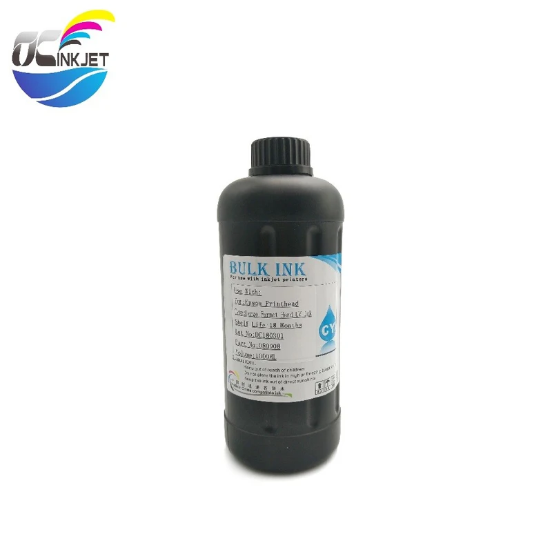 Ocinkjet 1000 мл Светодиодный УФ чернила для Epson 1390 1400 1410 1430 L800 L1800 для DX3 DX4 DX5 DX6 DX7 окружающей среде, печатные головки подходят для твердых и мягких Материал