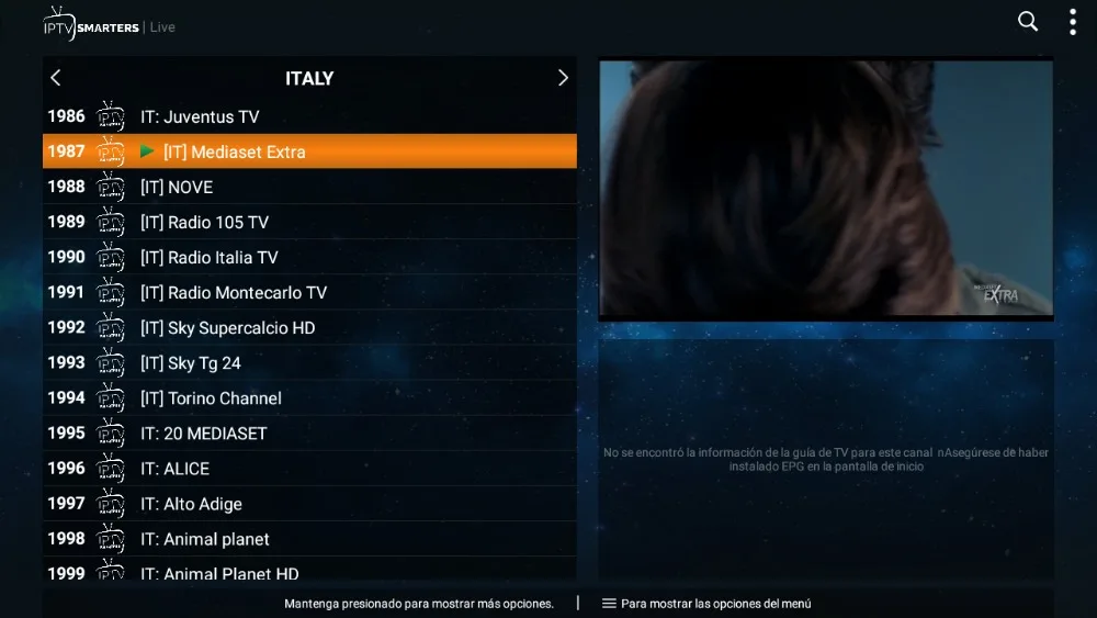 IPTV Italia molto stabile, suscripcion per3, 6 e 12 mesi, M3U, con quasia tutti icanali sportivi VOD garanzia