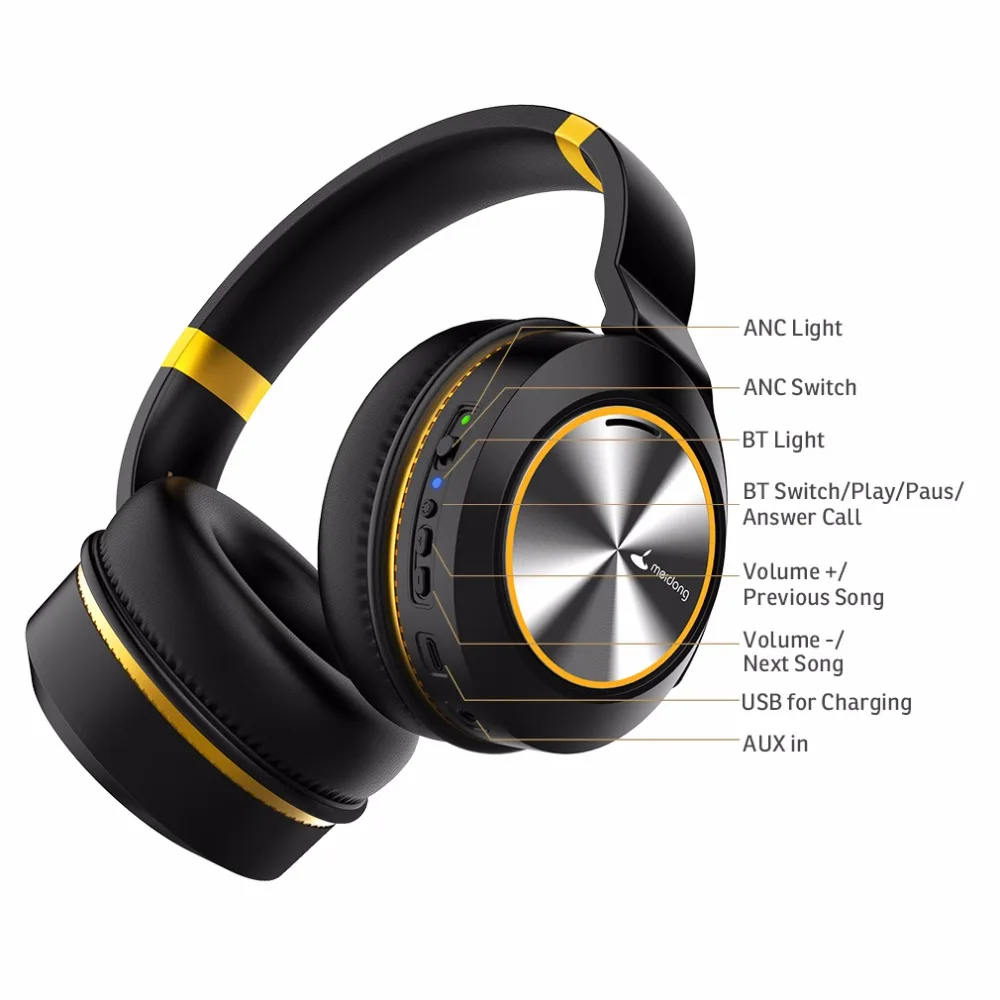 Meidong E8E активные наушники с шумоподавлением Bluetooth Накладные беспроводная