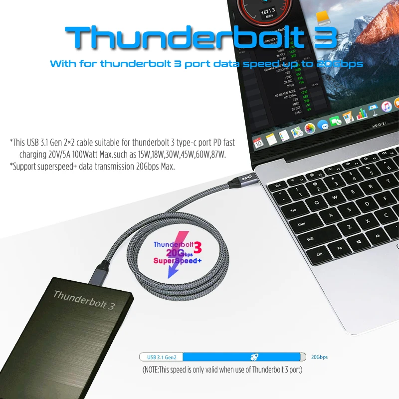 Кабель STOD USB 3,1 Gen 2 type C к USB C PD 100 Вт Быстрая зарядка 5A супер данные для Macbook huawei samsung Mi hp USB-C шнур зарядного устройства