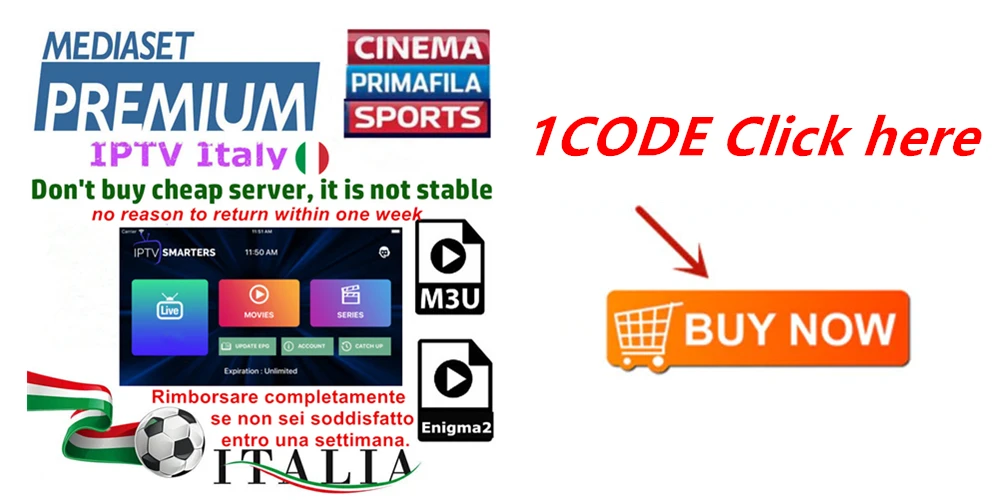 Smarters IPTV итальянские IP TV реселлера Панель может открыть 1/3/6/12 месяцев Италия IPTV подписка X-tream код