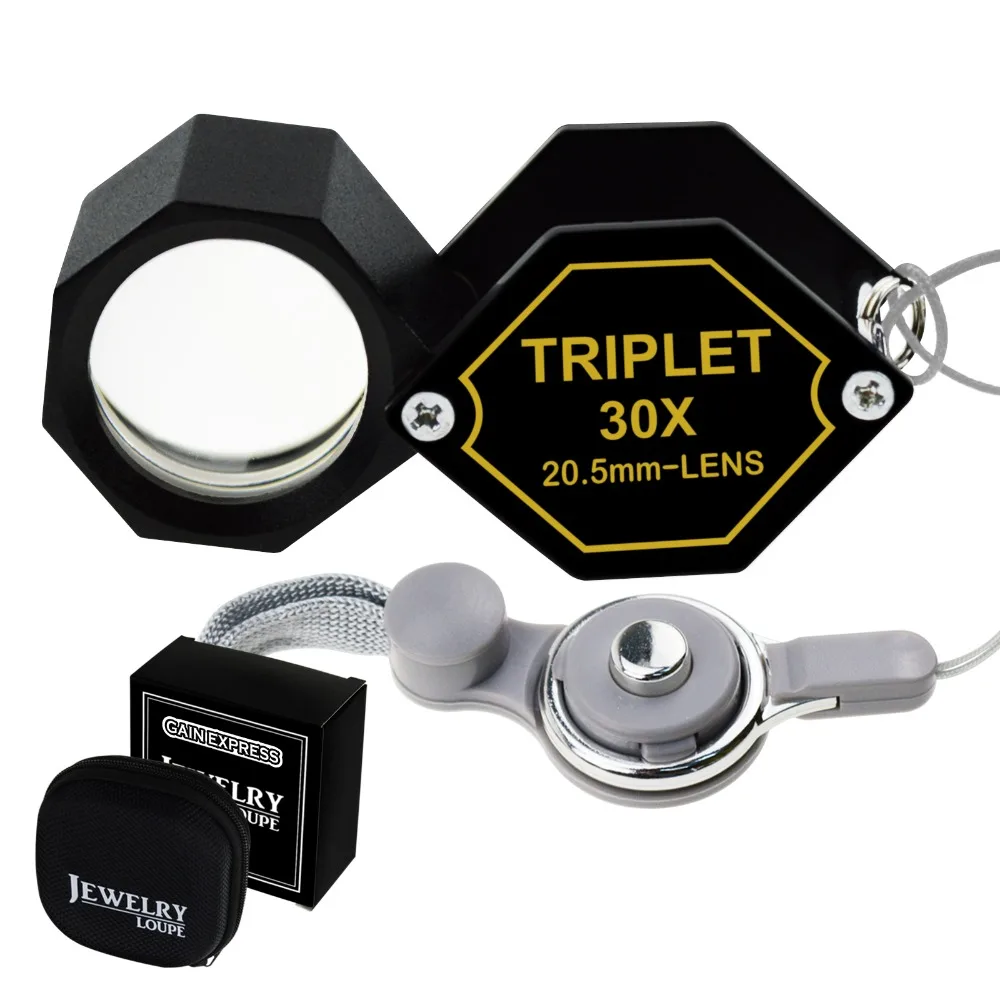 

30x Jeweler 20.5mm Gem Loupe Magnifiers Jewelry Triplet Lens Optical Glass Magnification For Professionals Hobbyists Stamp