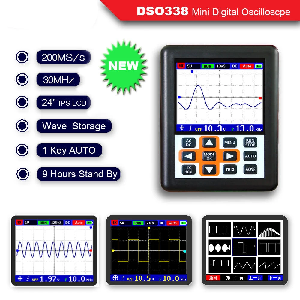 O120 DSO338 NANO PRO 30 МГц 200MSa/s мини портативный карманный ips ЖК цифровой