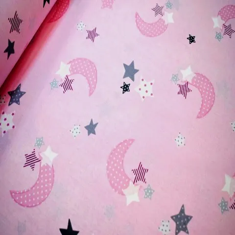 Хлопковая ткань с рисунком Луны и звезды|Ткань| |