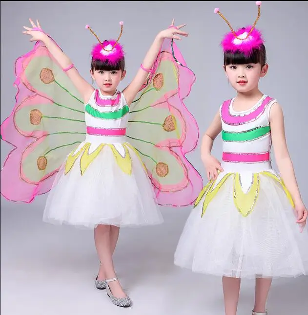 Платье с бабочками для танцев девочек детское нарядное платье крыльями бабочек