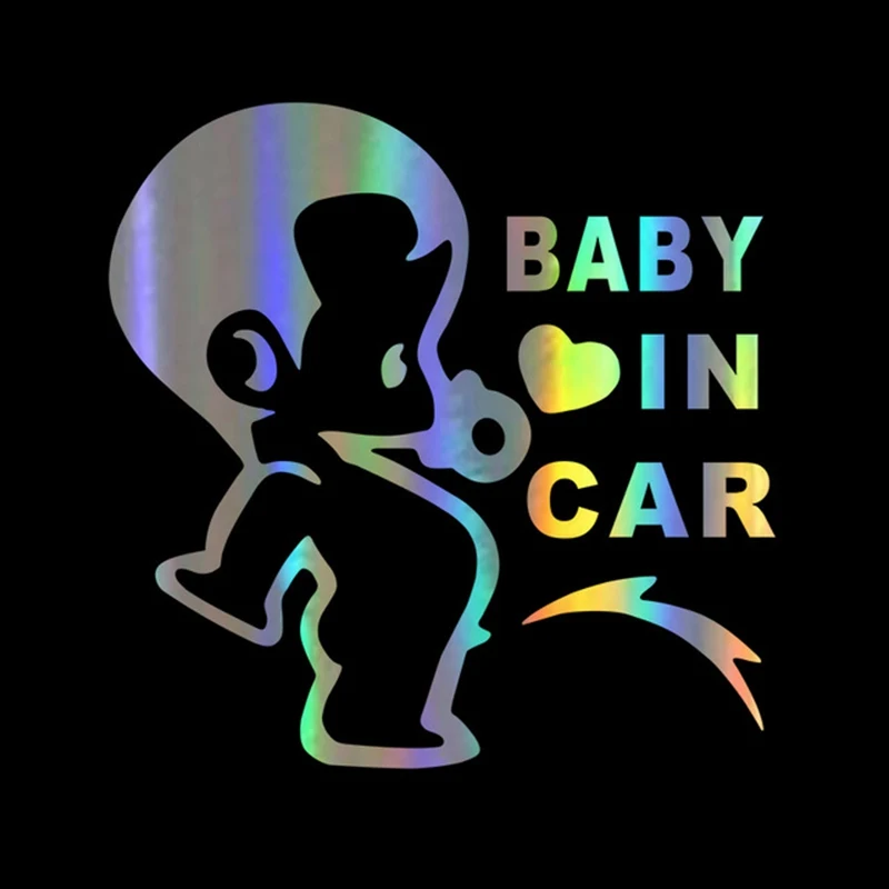 Car Sticker 3D 12*12cm Baby In Funny Decal Reflective Laser Stickers Vinyl Styling Decor Black Silver | Автомобили и мотоциклы