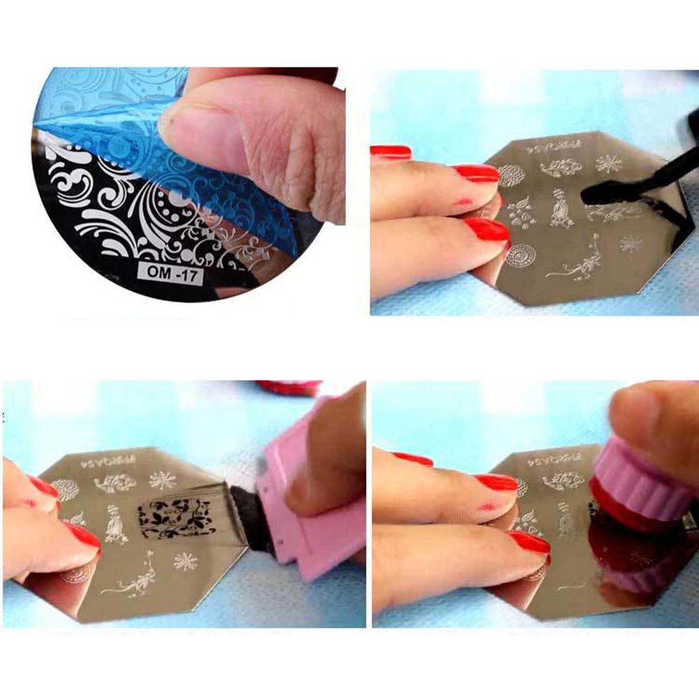 Круглый Форма цветочный узор ногтей штамповки Сталь плиты DIY Польский Маникюр