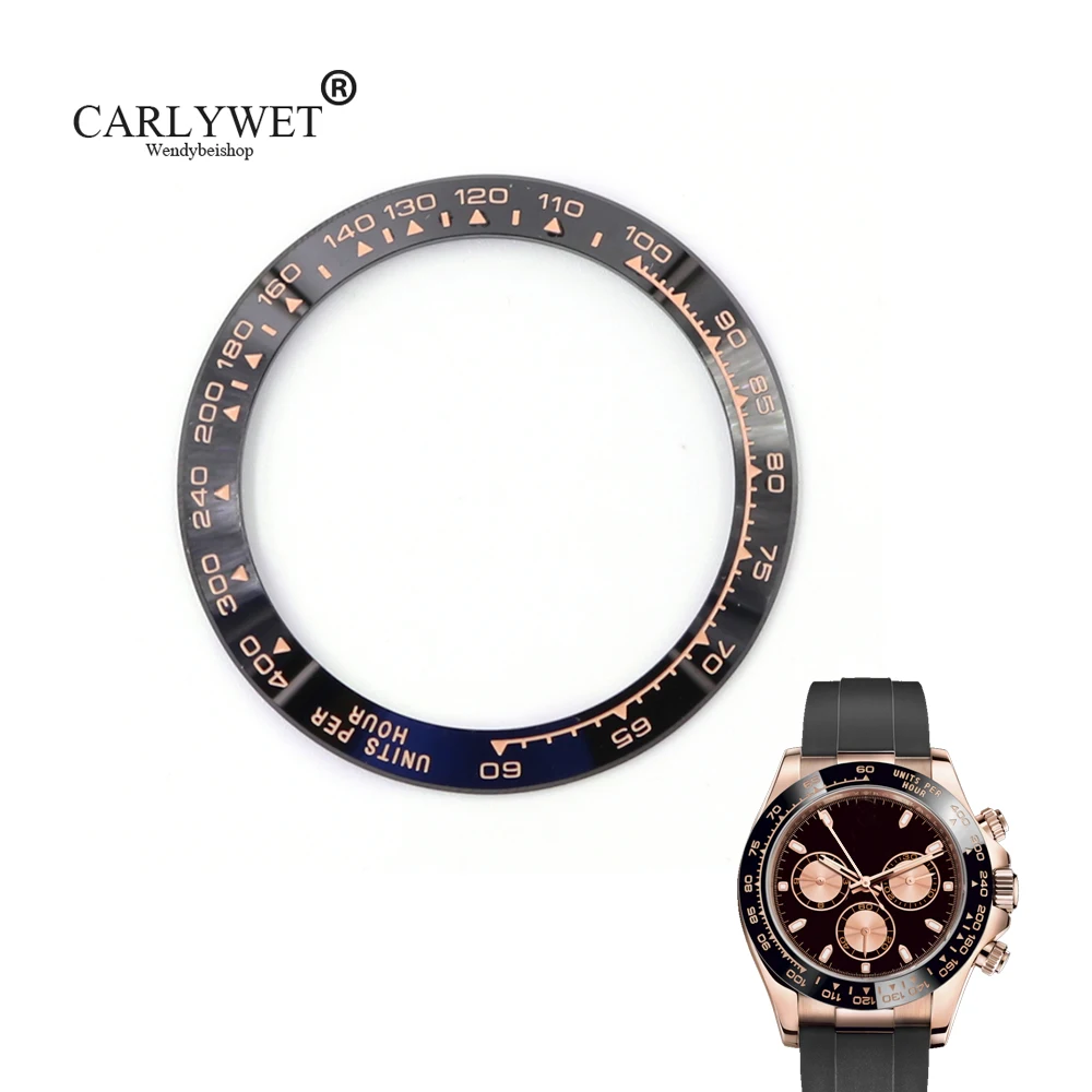 CARLYWET оптовая продажа DAYTONA высокое качество керамические черные с розовым золотом часы БЕЗЕЛЬ для 116500-116520 от AliExpress RU&CIS NEW