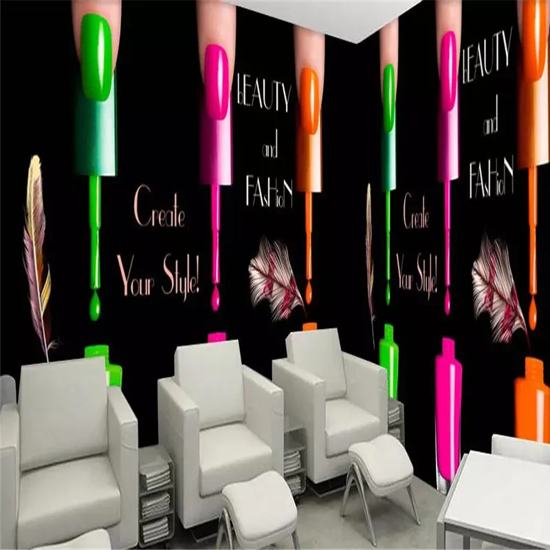 Black nail polish shop background wall professional production mural wholesale wallpaper poster photo | Обустройство дома