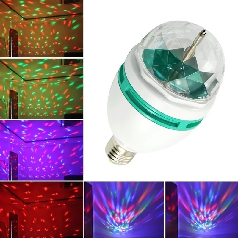1Pcs E27 3W RGB Stage LED Light Auto Crystal Ball Rotating Lamp AC85V-265V Disco DJ Party Holiday Dance Bulb Christmas Lighting | Освещение