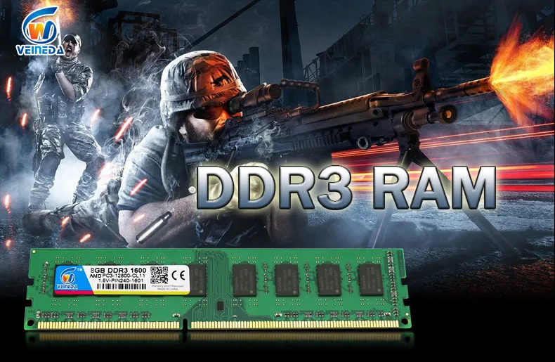 VEINEDA Memoria ram ddr3 2GB ddr3 1333MHZ ram For all Intel AMD Desktop ddr3 2gb 1600Mhz ram memory PC3-12800 240pin