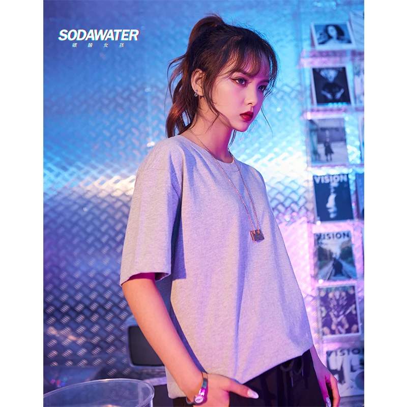 Женская футболка SODAWATER Girl простая хлопковая уличная для скейтбординга 91139S