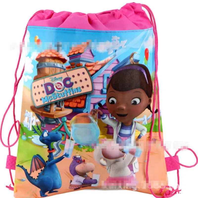12 шт. Детские сувениры украшения Doc McStuffins тема нетканый материал шнурок сумки Детский рюкзак для душа день рождения принадлежности